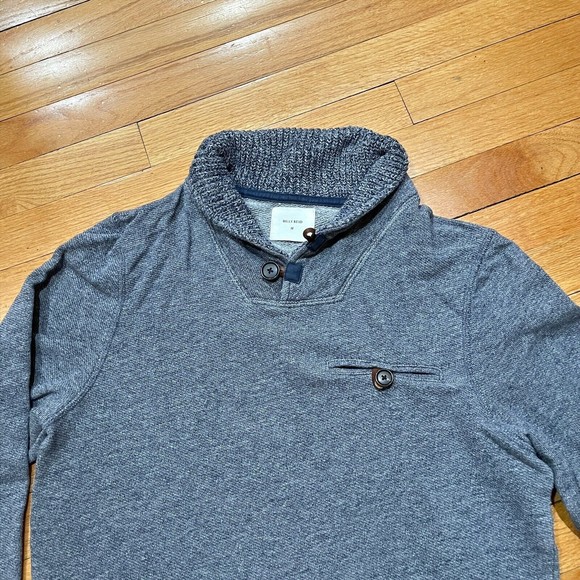 Billy Reid Mens Pullover Mock Shawl Neck Knit Sweater Gray Size Medium M EUC - Picture 3 of 11